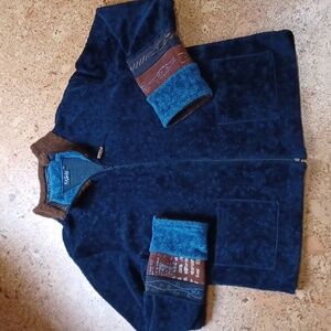 K. d. Spring Zip Front Fleece Jacket W/ Embellished Sleeves Women's L